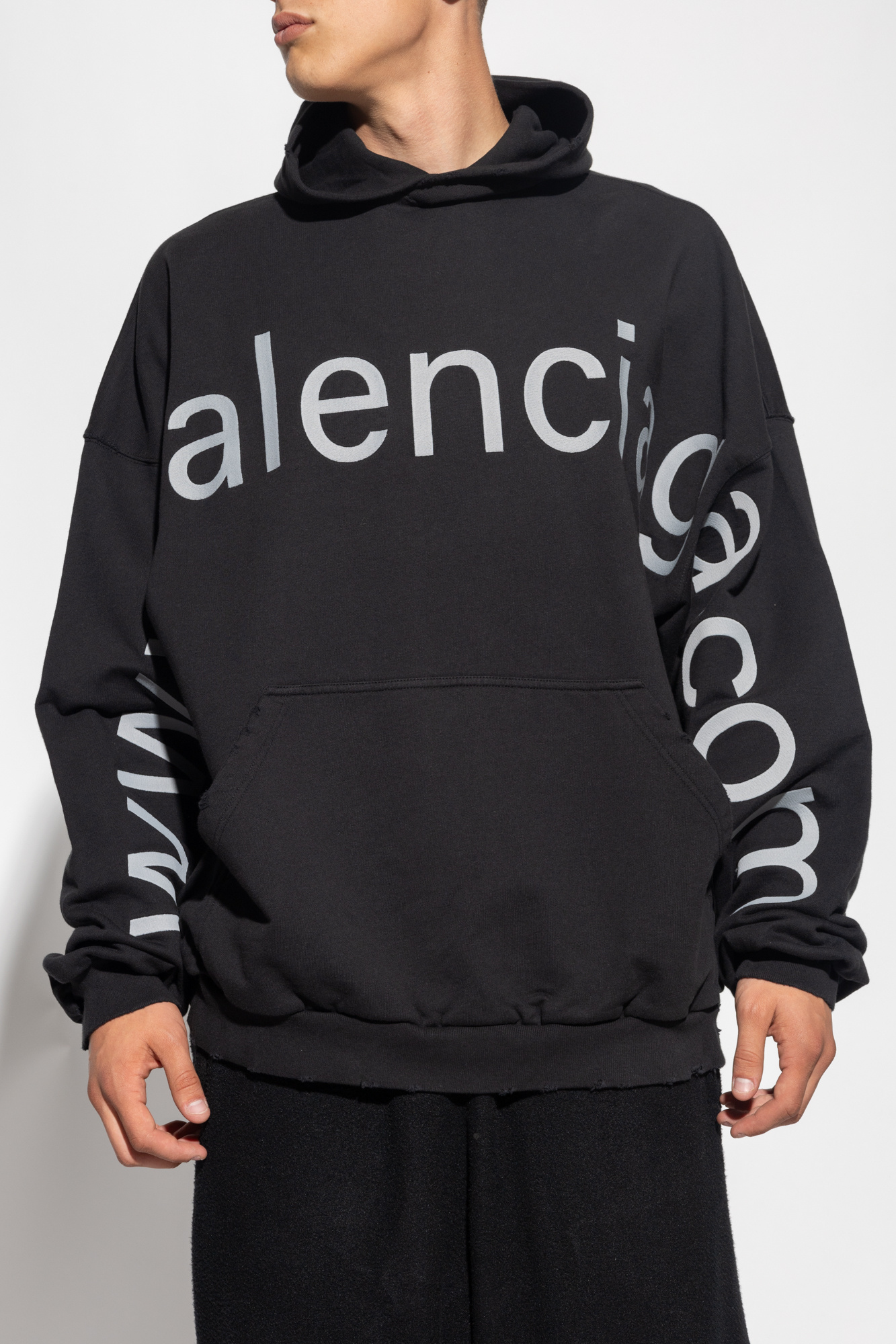 Black Logo embroidered hoodie Balenciaga Vitkac GB